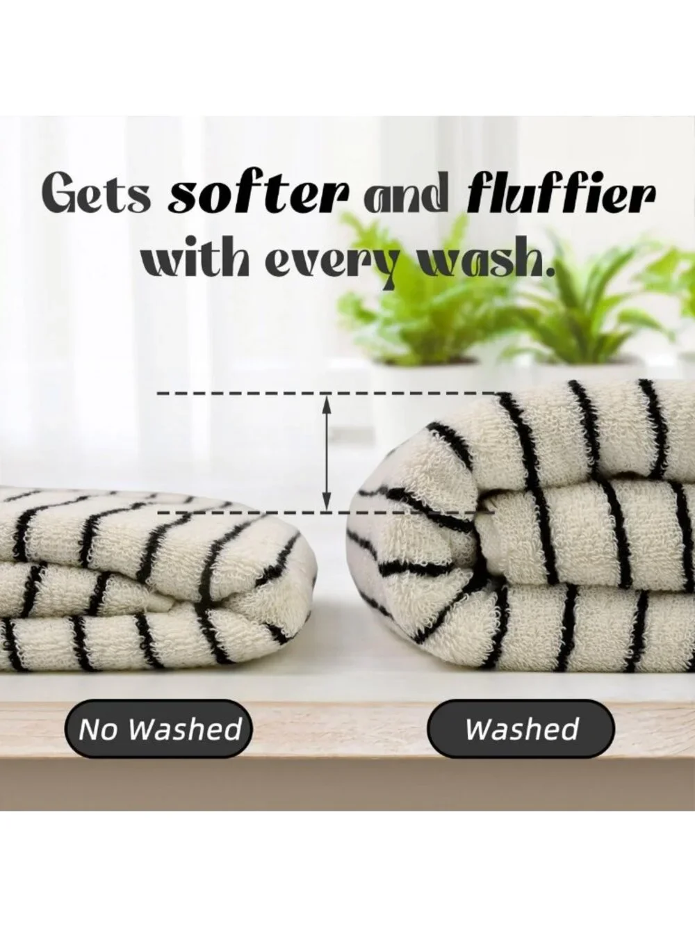 8-Piece Soft & Absorbent Black Ivory Towel Set - Luxurious Cotton Stripes